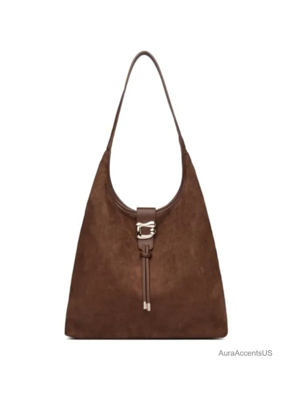 Women's Faux Suede Hobo Bag - Large Slouchy Shoulder Purse with Tassel